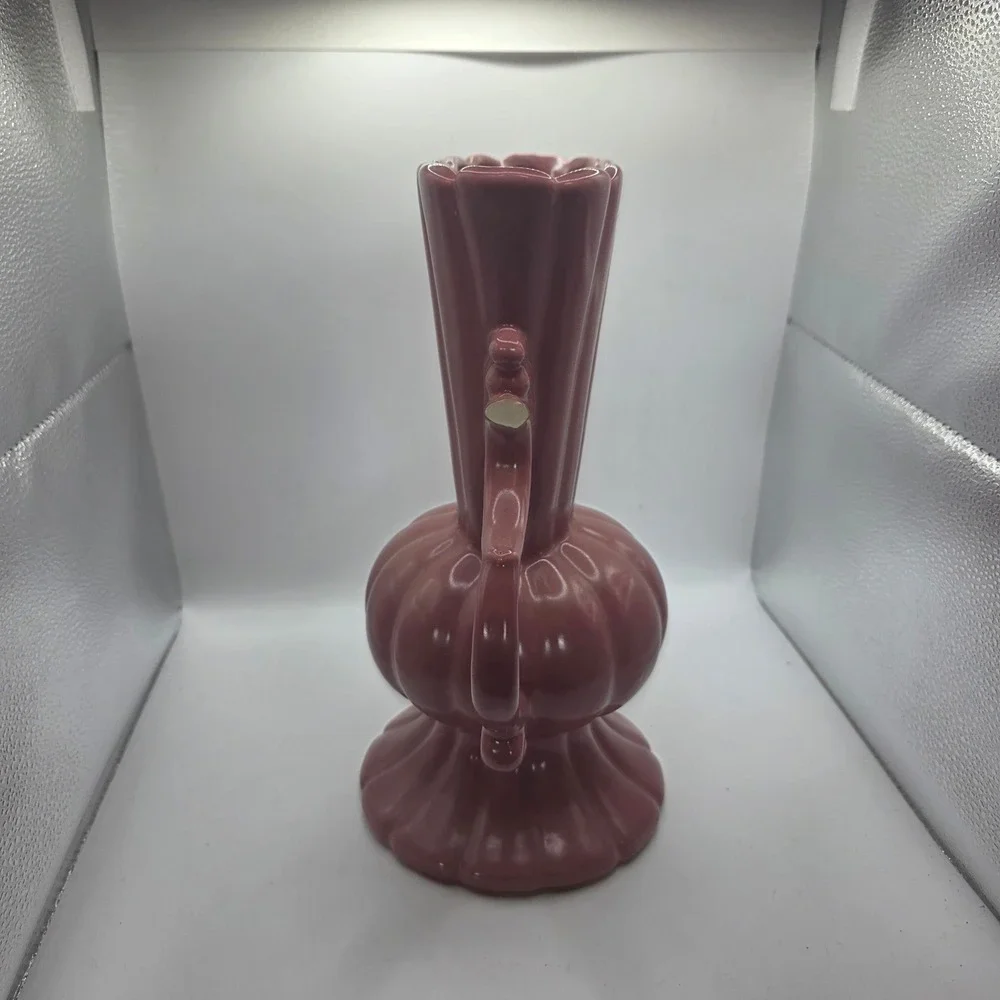 1935 RumRill J-24 Pink Art Pottery Double Handle Urn Vase Art Deco